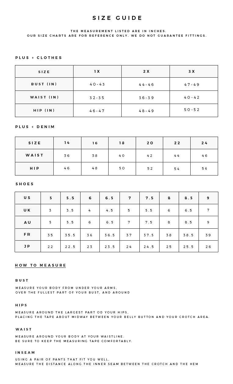 Deb Clothing Size Chart